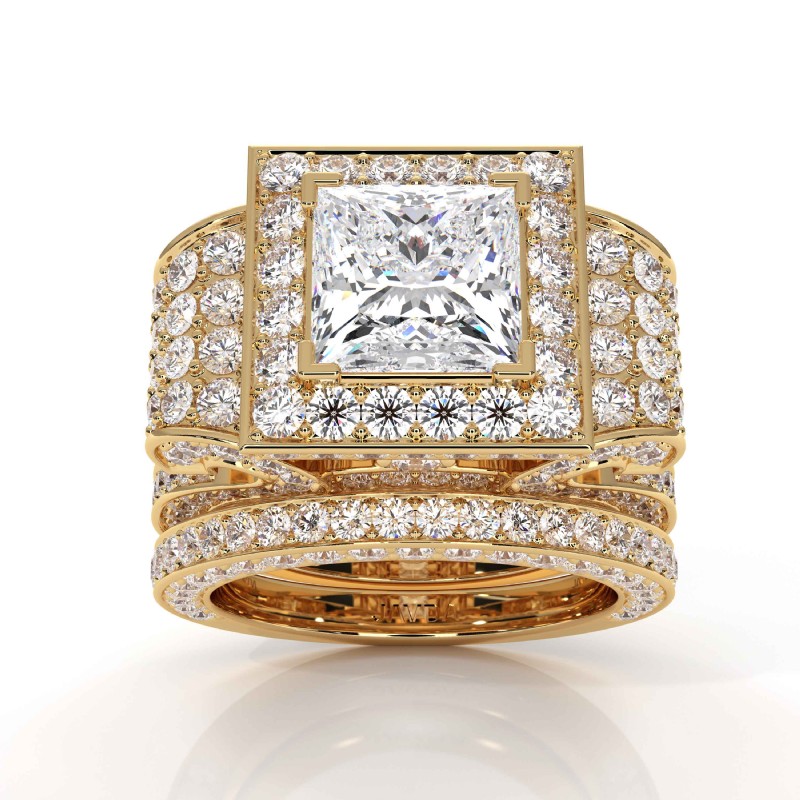 Antique Vintage Bridal Set diamond Ring 14k Gold Yellow