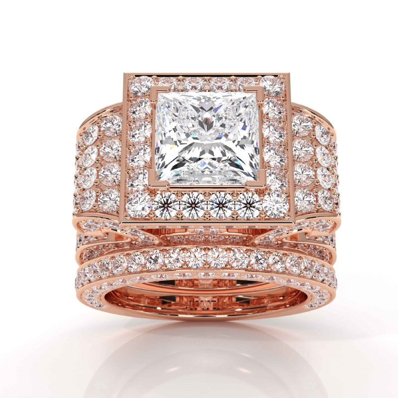 Antique Vintage Bridal Set diamond Ring 14k Rose Gold