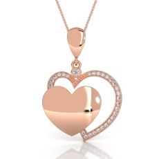 18k Rose Gold Lab Grown Diamond Double Heart Love Pendant Necklace  (0.27Ct. tw.)
