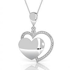 14K White Gold Lab Grown Diamond Double Heart Love Pendant Necklace 0.27 ctw.