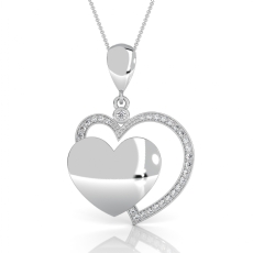 18k Gold White Lab Grown Diamond Double Heart Love Pendant Necklace  (0.27Ct. tw.)