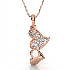 Solid 18k Rose Gold Pave Lab Grown Diamond Heart Pendant Love Design  (0.25Ct. tw.)