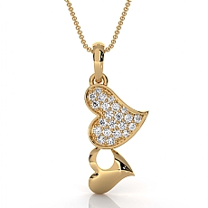 Solid 14k Gold Yellow Pave Lab Grown Diamond Heart Pendant Love Design  (0.25Ct. tw.)