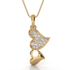 Solid 14k Gold Yellow Pave Lab Grown Diamond Heart Pendant Love Design  (0.25Ct. tw.)