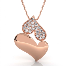 Luxury 18k Rose Gold Lab Grown Diamond Dual Heart Pendant Pave Set  (0.24Ct. tw.)