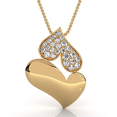 Luxury 14k Gold Yellow Lab Grown Diamond Dual Heart Pendant Pave Set  (0.24Ct. tw.)