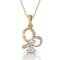 14k Gold Yellow Lab Grown Diamond Heart Pendant Oval Center Pave Design  (1.7Ct. tw.)