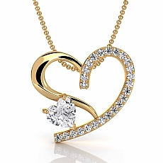 14k Gold Yellow Open Heart Lab Grown Diamond Love Pendant Fine Jewelry  (0.48Ct. tw.)