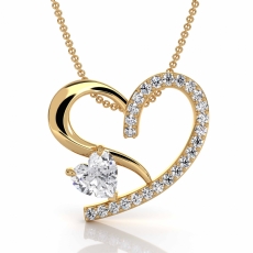 14k Gold Yellow Open Heart Lab Grown Diamond Love Pendant Fine Jewelry  (0.48Ct. tw.)