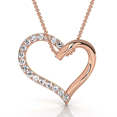 Lab Grown Diamond Open Heart Pendant 18k Rose Gold Valentine Jewelry  (0.17Ct. tw.)