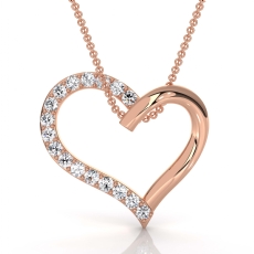 Lab Grown Diamond Open Heart Pendant 18k Rose Gold Valentine Jewelry  (0.17Ct. tw.)