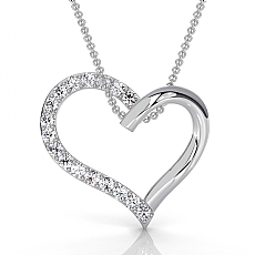 Lab Grown Diamond Open Heart Pendant 14K White Gold Valentine Jewelry 0.17 ctw.