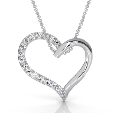Lab Grown Diamond Open Heart Pendant 18k Gold White Valentine Jewelry  (0.17Ct. tw.)
