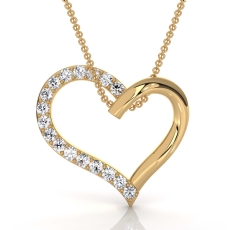 Lab Grown Diamond Open Heart Pendant 14k Gold Yellow Valentine Jewelry  (0.17Ct. tw.)