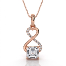 18k Rose Gold Lab Grown Diamond Infinity Heart Pendant Asscher Cut  (1.62Ct. tw.)
