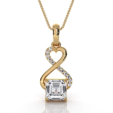 14k Gold Yellow Lab Grown Diamond Infinity Heart Pendant Asscher Cut  (1.62Ct. tw.)