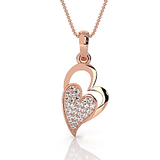 Lab Grown Diamond Heart Pave Pendant 18k Rose Gold Love Charm Necklace  (0.16Ct. tw.)
