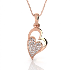 Lab Grown Diamond Heart Pave Pendant 18k Rose Gold Love Charm Necklace  (0.16Ct. tw.)