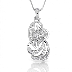 Lab Grown Diamond Heart Love Pendant 14K White Gold Valentine Jewelry 0.11 ctw.