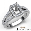 Gorgeous Halo Prong Diamond Engagement Emerald Semi Mount Ring 18k White Gold 0.75Ct - javda.com 