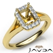 Diamond Engagement Emerald Semi Mount 14k Yellow Gold Halo Pave Setting Ring 0.2Ct - javda.com 