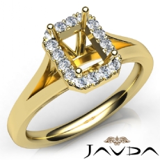 Diamond Engagement Emerald Semi Mount 14k Gold Yellow Halo Pave Setting Ring  (0.2Ct. tw.)