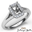 Diamond Engagement Emerald Semi Mount 14k Gold White Halo Pave Setting Ring 0.2Ct