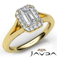 Cathedral Split Shank Halo diamond Ring 18k Gold Yellow