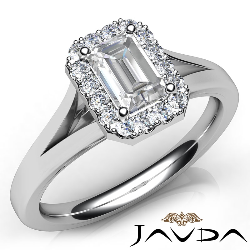 Cathedral Split Shank Halo diamond Ring 14k Gold White