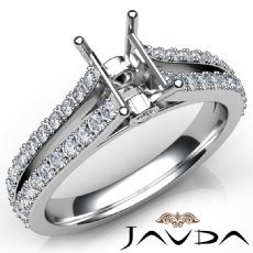 Diamond Engagement Split Shank Setting Emerald Semi Mount Ring 14K W Gold 0.65Ct