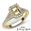 Diamond Engagement 18k Yellow Gold Halo Pave Setting Emerald Semi Mount Ring 0.5Ct - javda.com 