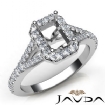 Diamond Engagement 14K W Gold Halo Pave Setting Emerald Semi Mount Ring 0.50Ct