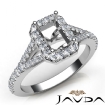 Diamond Engagement 14k White Gold Halo Pave Setting Emerald Semi Mount Ring 0.95Ct - javda.com 