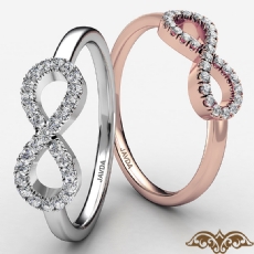 Infinity Round Diamond Women's Fashion Ring 18k Rose Gold U Cut Pave  (0.15Ct. tw.)