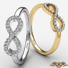 Infinity Round Diamond Women's Fashion Ring 14k White Gold U Cut Pave 0.15 Ct