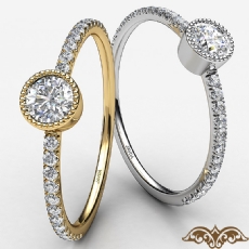 Milgrain & U Cut Pave Round Diamond Women's Fashion Ring 14k Gold Yellow  (0.25Ct. tw.)