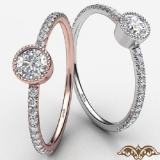 Milgrain & U Cut Pave Round Diamond Women's Fashion Ring 18k Rose Gold  (0.25Ct. tw.)