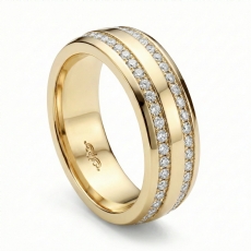 Dome 2 Row Round Diamond Eternity Men's Wedding Band in 14k Gold Yellow  (1.1Ct. tw.)