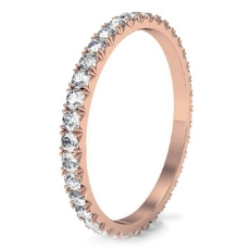 Micro Prong Round Diamond Women Eternity Ring 14k Rose Gold Wedding Band  (0.6Ct. tw.)