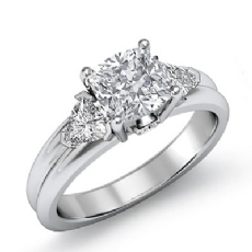 3 Stone Trillion Bezel diamond Ring 14k Gold White