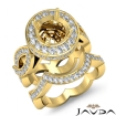 Diamond Engagement Band Bridal Set 14k Yellow Gold Halo Pave Setting Ring 1.8Ct - javda.com 