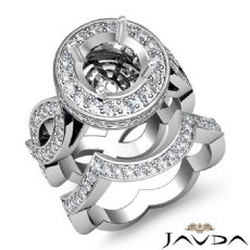 Diamond Engagement Band Bridal Set 14K White Gold Halo Pave Setting Ring 1.80Ct
