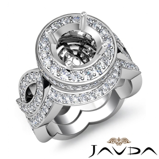 Diamond Engagement Band Bridal Set 18k Gold White Halo Pave Setting Ring 1.8Ct