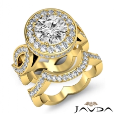 Infinity Shank Halo Bridal Set diamond Ring 14k Gold Yellow
