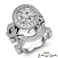 Infinity Shank Halo Bridal Set diamond Ring 14k Gold White