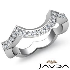 Round Pave Setting Diamond Women's Half wedding Band 14k White Gold Ring 0.50Ct