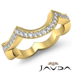 Round Pave Setting Diamond Women's Half wedding Band 14k Gold Yellow Ring  (0.5Ct. tw.)