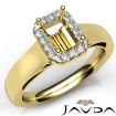 Emerald Diamond Engagement Halo Pave Setting Semi Mount Ring 18k Yellow Gold 0.2Ct - javda.com 