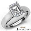 Emerald Diamond Engagement Halo Pave Setting Semi Mount Ring Platinum 950 0.69Ct - javda.com 