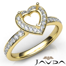 Diamond Engagement Halo Pave Setting Heart Semi Mount Ring 14k Gold Yellow  (0.45Ct. tw.)